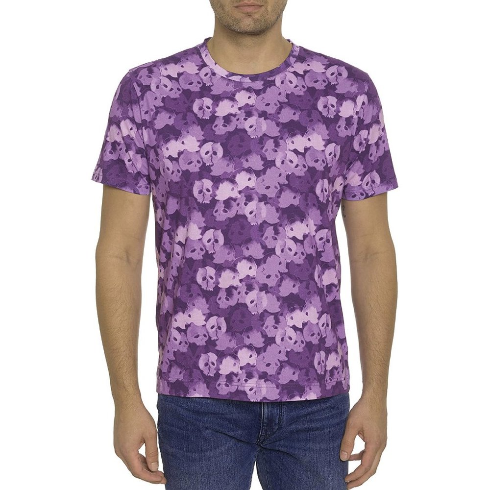 NEW $118 Robert Graham Signature Skull Camo T-Shirt! Sm or Med  Shades of Purple